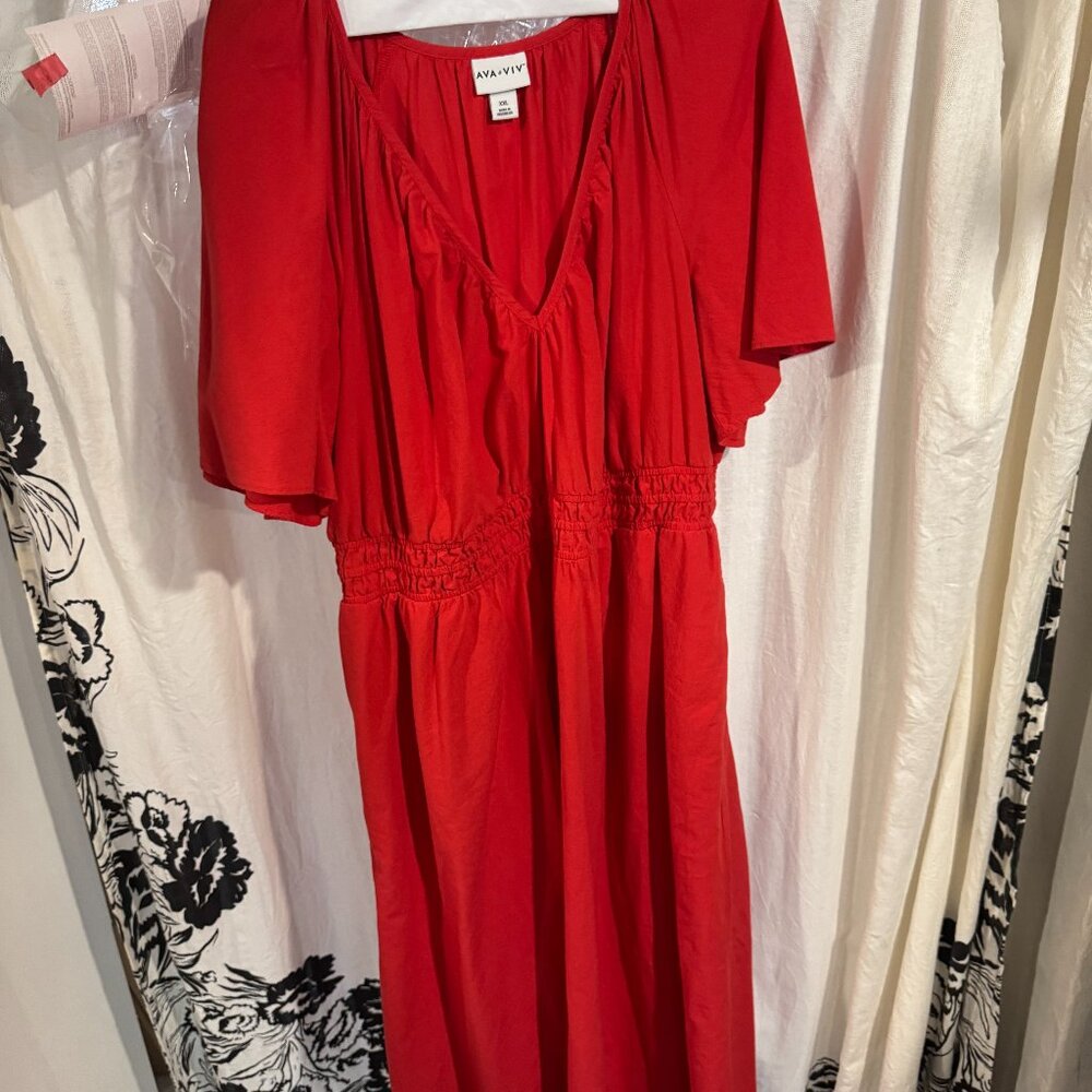 Ava & Viv | Women's Short Sleeve Dress | Red | XXL